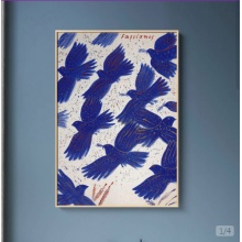 克莱因蓝装饰画客厅餐厅卧室床头挂画北欧小众文艺墙 克莱因蓝装饰画客厅餐厅卧室床头挂画北欧小众文艺墙  壁画抽象燕子 壁画抽象燕子
